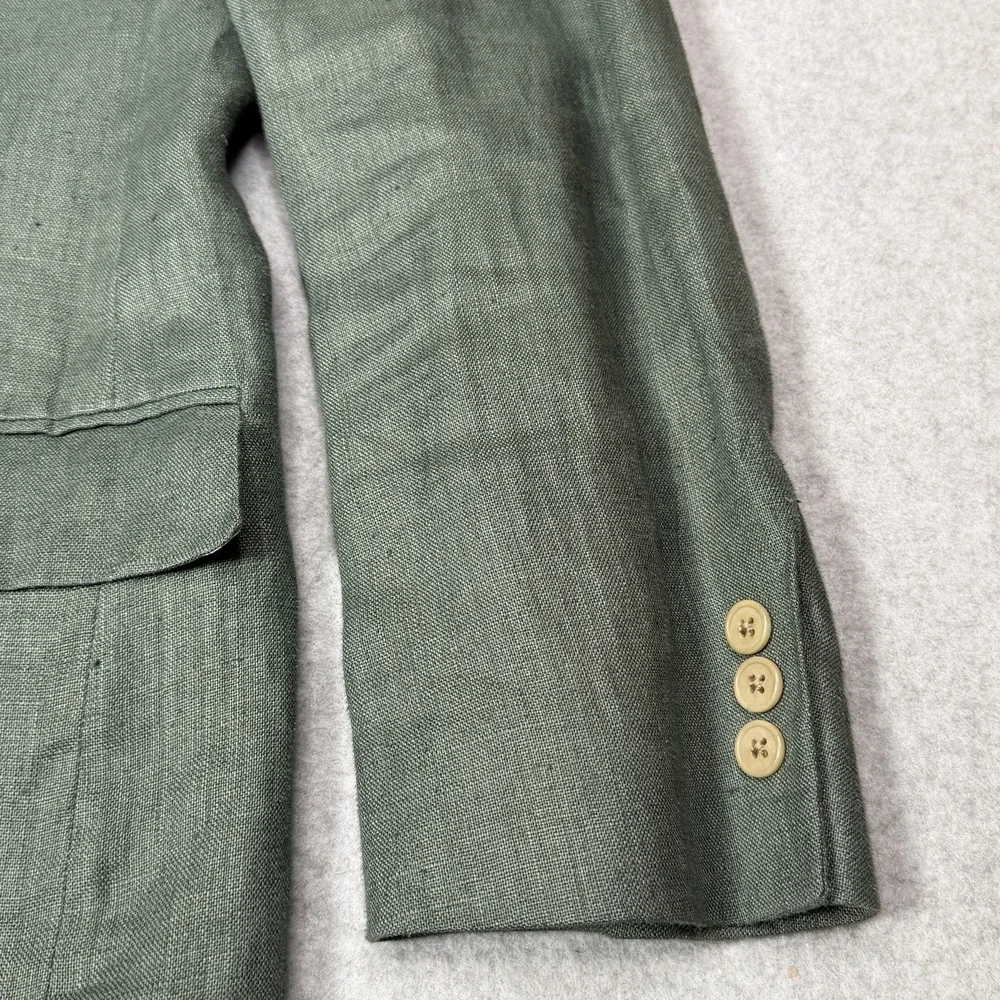 Vintage Givenchy Monsieur Sport Coat Nubby Summer Linen Men's 48 L Solid Green